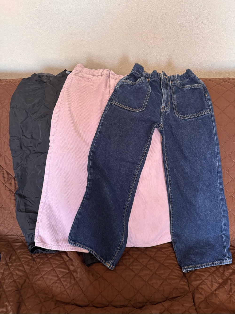 Old Navy, Justice girls jeans Light Pink Corduroy High-Rise Baggy Wide Leg LOT